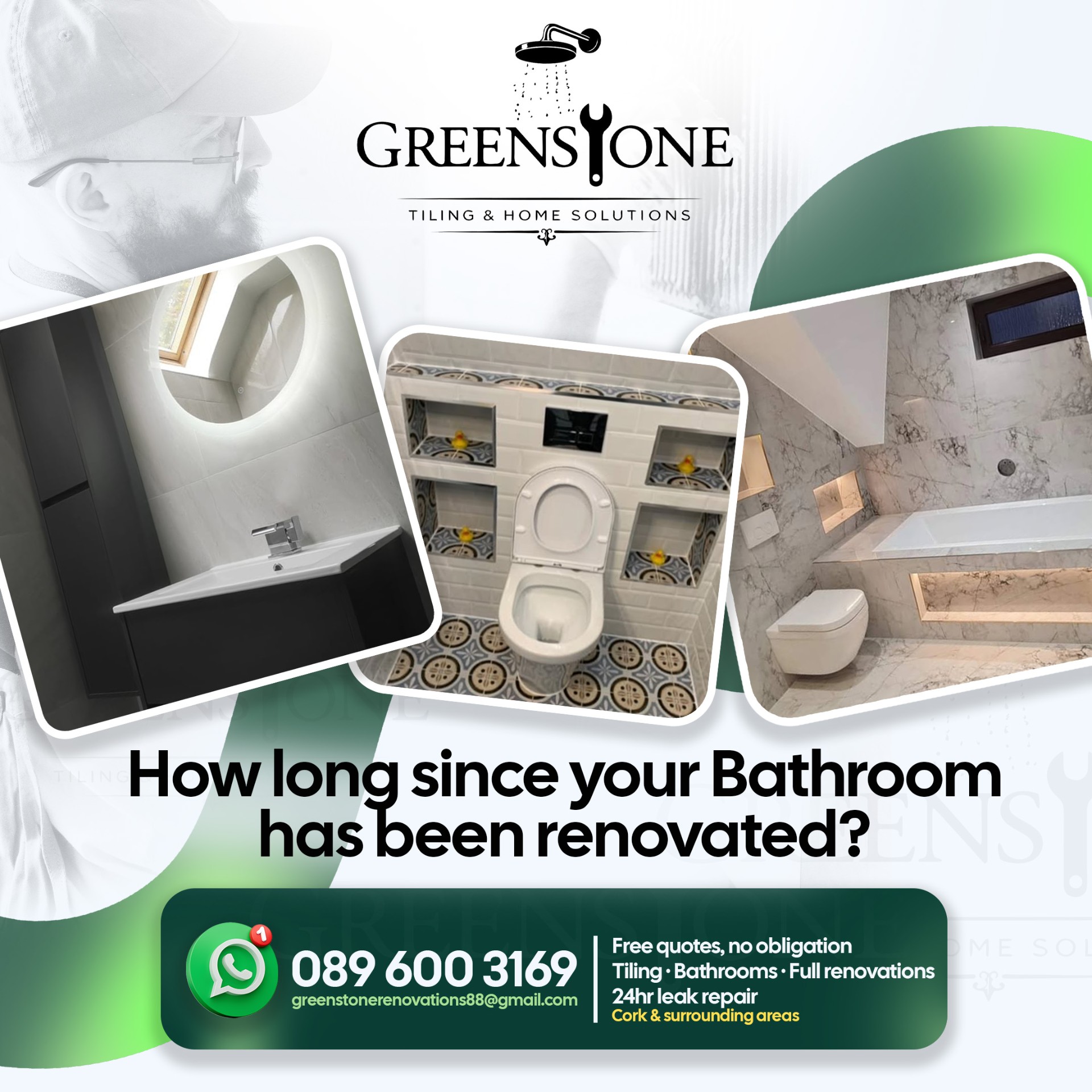 Recent Greenstone bathroom renovations across Cork