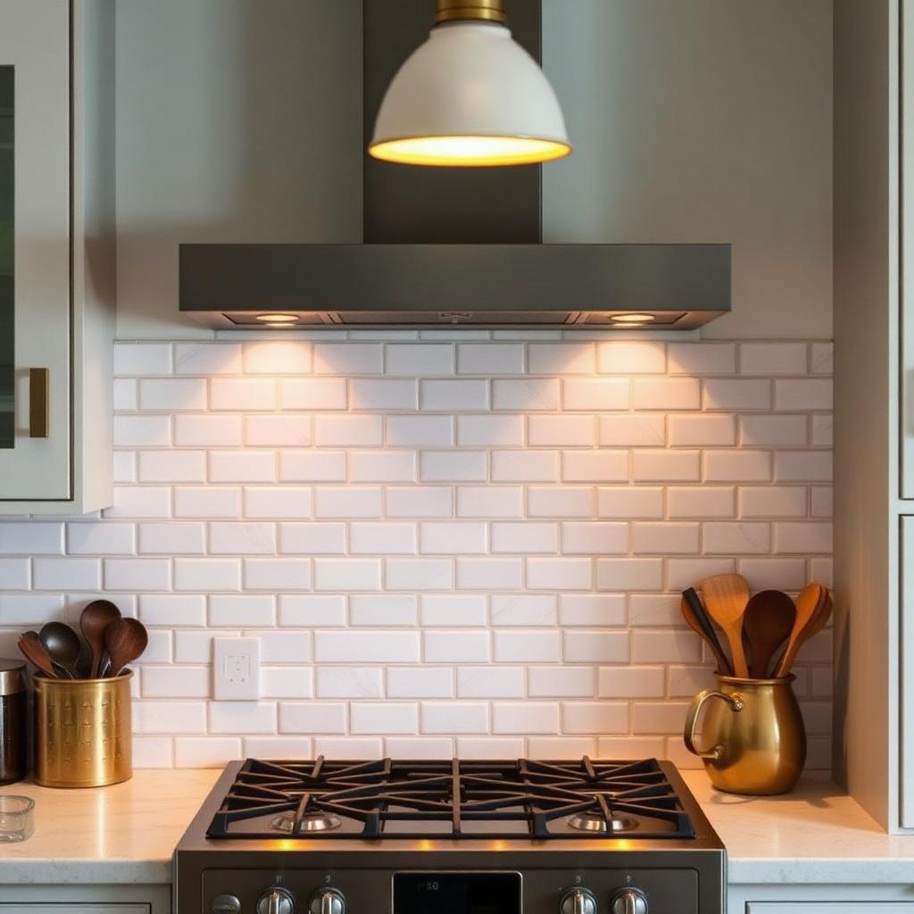 White subway tile kitchen splashback — placeholder